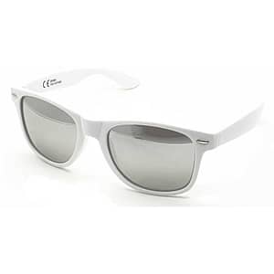 Hvide Wayfarer solbriller – Sølv spejlglas